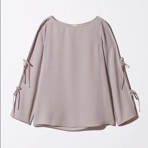 Aritzia Wilfred Pozzi Cut Out Tie Sleeve Blouse